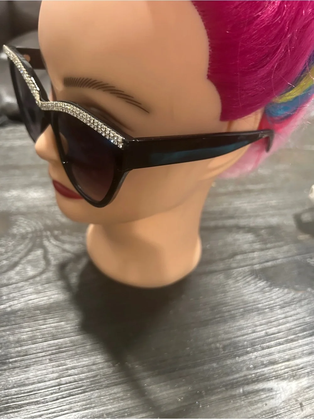Women's Black Rhinestone Cat-Eye Sunglasses